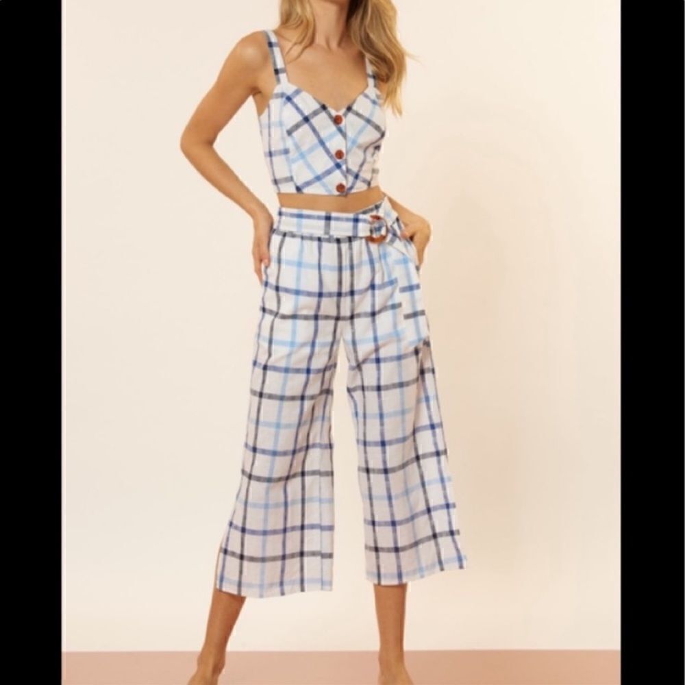 Red Carter Linen Meet & Greet Gingham Crop Top.Size M - Picture 5 of 13